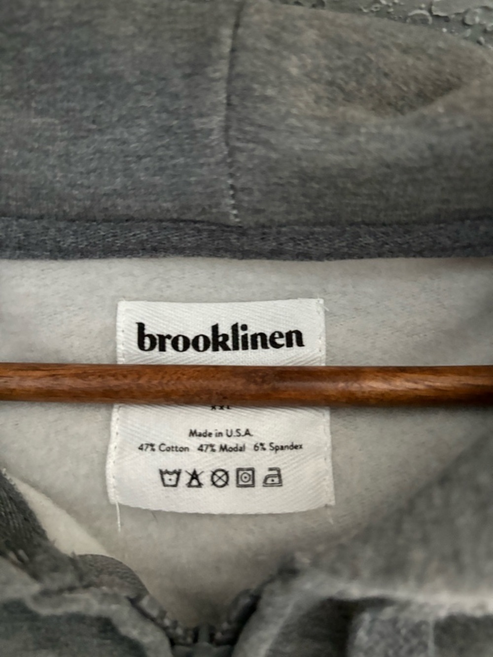Brooklinen Lounge Zip Hoodie Gray XXL Super Soft Modal Blend Full Zip Fleece - Picture 6 of 6